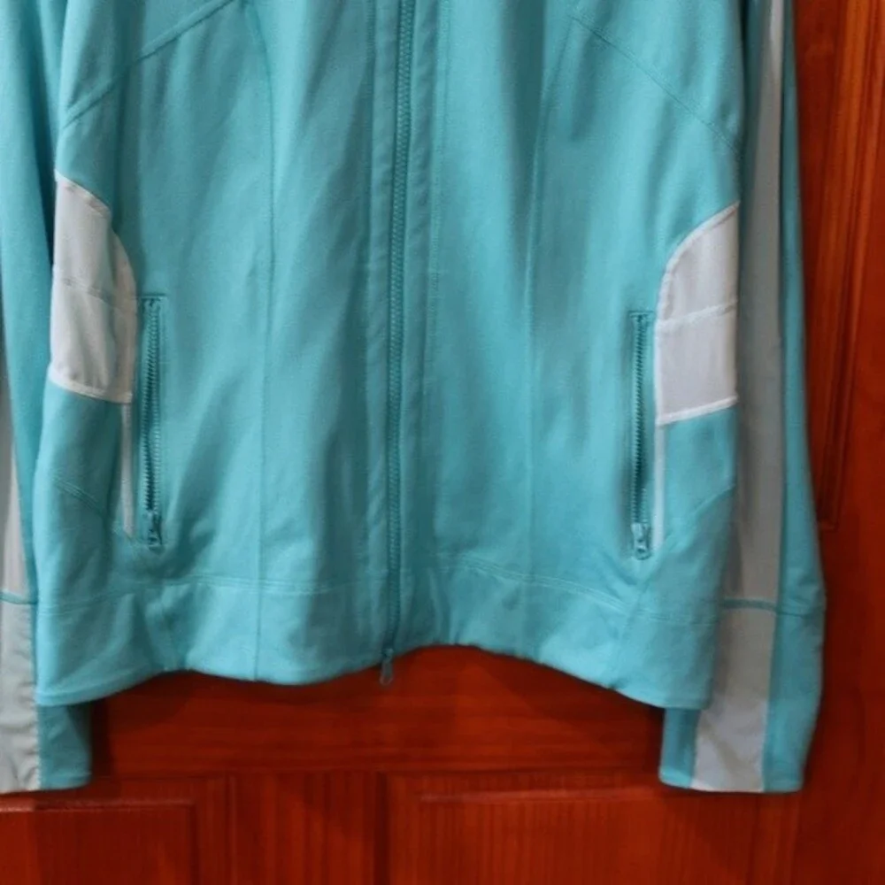 Zella Aqua Blue Athletic Full Zip Track Jacket XL